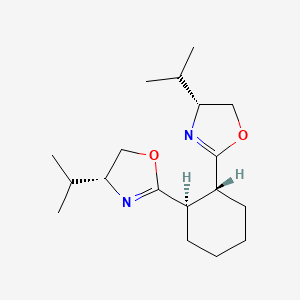 molecular formula C18H30N2O2 B8196830 (1R,2R)-1,2-Bis((R)-4-isopropyl-4,5-dihydrooxazol-2-yl)cyclohexane 