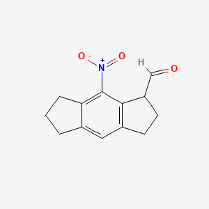 molecular formula C13H13NO3 B8196834 8-Nitro-1,2,3,5,6,7-hexahydro-s-indacene-1-carbaldehyde 
