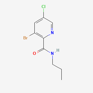 molecular formula C9H10BrClN2O B8196976 3-Bromo-5-chloro-N-propylpicolinamide 