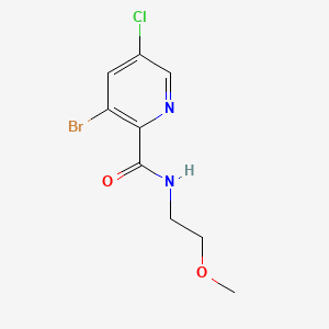 molecular formula C9H10BrClN2O2 B8196981 3-Bromo-5-chloro-N-(2-methoxyethyl)picolinamide 