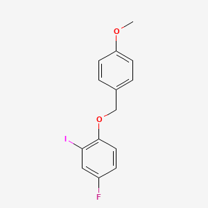 molecular formula C14H12FIO2 B8197036 4-Fluoro-2-iodo-1-((4-methoxybenzyl)oxy)benzene 