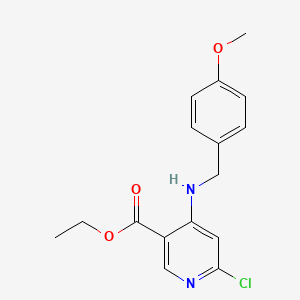 molecular formula C16H17ClN2O3 B8197135 Ethyl 4-(4-methoxybenzylamino)-6-chloropyridine-3-carboxylate 