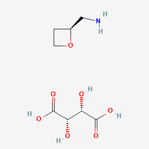 molecular formula C8H15NO7 B8197160 (2S,3S)-2,3-dihydroxybutanedioic acid;[(2S)-oxetan-2-yl]methanamine 