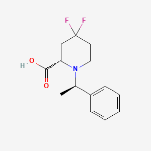 molecular formula C14H17F2NO2 B8197178 (S)-4,4-difluoro-1-((R)-1-phenylethyl)piperidine-2-carboxylic acid 