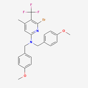 molecular formula C23H22BrF3N2O2 B8197223 6-Bromo-N,N-bis(4-methoxybenzyl)-4-methyl-5-(trifluoromethyl)pyridin-2-amine 