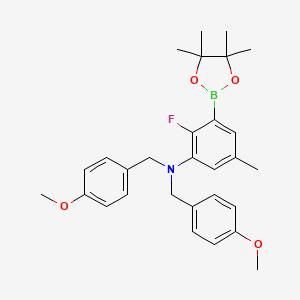 molecular formula C29H35BFNO4 B8197228 2-Fluoro-N,N-bis(4-methoxybenzyl)-5-methyl-3-(4,4,5,5-tetramethyl-1,3,2-dioxaborolan-2-yl)aniline 