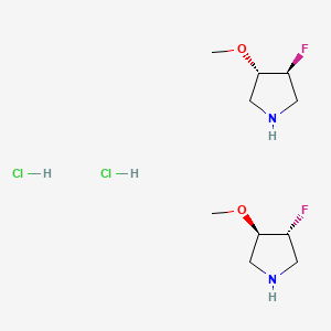 molecular formula C10H22Cl2F2N2O2 B8197325 (3R,4R)-3-fluoro-4-methoxypyrrolidine;(3S,4S)-3-fluoro-4-methoxypyrrolidine;dihydrochloride 