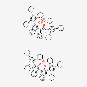 molecular formula C136H162O8P2 B8197367 (S)-4-Hydroxy-2,6-bis(2,4,6-tricyclohexylphenyl)dinaphtho[2,1-d:1',2'-f][1,3,2]dioxaphosphepine4-oxide 