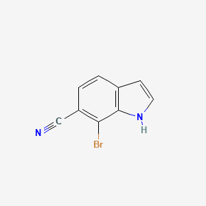 molecular formula C9H5BrN2 B8197376 7-溴-1H-吲哚-6-腈 