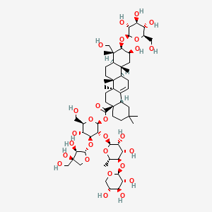 molecular formula C58H94O27 B8197393 [(2S,3R,4S,5R,6R)-4-[(2S,3R,4R)-3,4-dihydroxy-4-(hydroxymethyl)oxolan-2-yl]oxy-3-[(2S,3R,4S,5R,6S)-3,4-dihydroxy-6-methyl-5-[(2S,3R,4S,5R)-3,4,5-trihydroxyoxan-2-yl]oxyoxan-2-yl]oxy-5-hydroxy-6-(hydroxymethyl)oxan-2-yl] (4aS,6aR,6aS,6bR,8aR,9R,10R,11S,12aR,14bS)-11-hydroxy-9-(hydroxymethyl)-2,2,6a,6b,9,12a-hexamethyl-10-[(2R,3R,4S,5S,6R)-3,4,5-trihydroxy-6-(hydroxymethyl)oxan-2-yl]oxy-1,3,4,5,6,6a,7,8,8a,10,11,12,13,14b-tetradecahydropicene-4a-carboxylate 