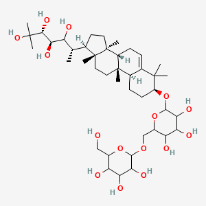 molecular formula C42H72O15 B8197404 (3R,4R,6S)-2-methyl-6-[(3S,8R,9R,10S,13R,14S,17R)-4,4,9,13,14-pentamethyl-3-[3,4,5-trihydroxy-6-[[3,4,5-trihydroxy-6-(hydroxymethyl)oxan-2-yl]oxymethyl]oxan-2-yl]oxy-2,3,7,8,10,11,12,15,16,17-decahydro-1H-cyclopenta[a]phenanthren-17-yl]heptane-2,3,4,5-tetrol 