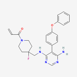 molecular formula C25H26FN5O2 B8197429 1-(4-(((6-Amino-5-(4-phenoxyphenyl)pyrimidin-4-yl)amino)methyl)-4-fluoropiperidin-1-yl)prop-2-en-1-one 