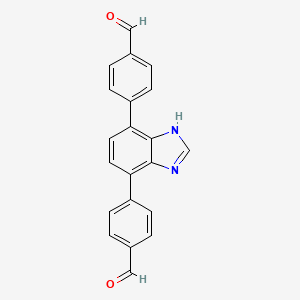molecular formula C21H14N2O2 B8197490 4,4'-(1H-Benzo[d]imidazole-4,7-diyl)dibenzaldehyde 