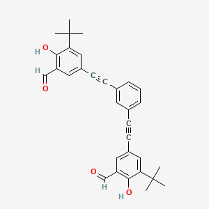 molecular formula C32H30O4 B8197525 5,5'-(1,3-Phenylenebis(ethyne-2,1-diyl))bis(3-(tert-butyl)-2-hydroxybenzaldehyde) 
