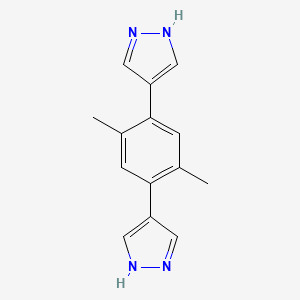 molecular formula C14H14N4 B8197589 4,4'-(2,5-Dimethyl-1,4-phenylene)bis(1H-pyrazole) 