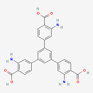 molecular formula C27H21N3O6 B8197593 3,3''-Diamino-5'-(3-amino-4-carboxyphenyl)-[1,1':3',1''-terphenyl]-4,4''-dicarboxylic acid 