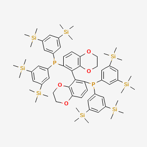molecular formula C64H96O4P2Si8 B8197599 (R)-6,6'-Bis(bis(3,5-bis(trimethylsilyl)phenyl)phosphino)-2,2',3,3'-tetrahydro-5,5'-bibenzo[b][1,4]dioxine 