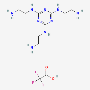 molecular formula C11H22F3N9O2 B8197810 N2,N4,N6-Tris(2-aminoethyl)-1,3,5-triazine-2,4,6-triamine 2,2,2-trifluoroacetate(1:x) 