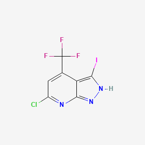molecular formula C7H2ClF3IN3 B8197867 6-chloro-3-iodo-4-(trifluoromethyl)-1H-pyrazolo[3,4-b]pyridine 