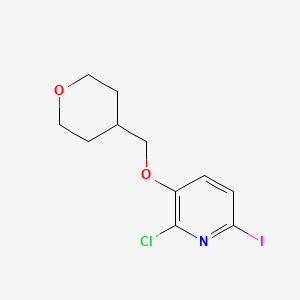 molecular formula C11H13ClINO2 B8197884 2-Chloro-6-iodo-3-((tetrahydro-2H-pyran-4-yl)methoxy)pyridine 