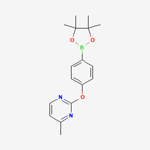 molecular formula C17H21BN2O3 B8197894 4-Methyl-2-(4-(4,4,5,5-tetramethyl-1,3,2-dioxaborolan-2-yl)phenoxy)pyrimidine 