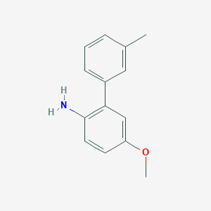 molecular formula C14H15NO B8198004 5-Methoxy-3'-methyl-[1,1'-biphenyl]-2-amine 