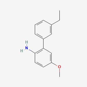 molecular formula C15H17NO B8198019 3'-Ethyl-5-methoxy-[1,1'-biphenyl]-2-amine 