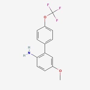 molecular formula C14H12F3NO2 B8198030 5-Methoxy-4'-(trifluoromethoxy)-[1,1'-biphenyl]-2-amine 