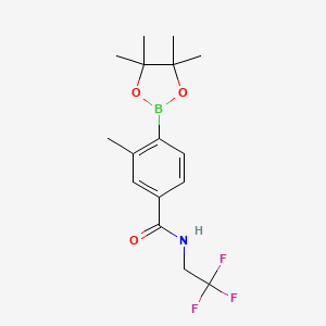 molecular formula C16H21BF3NO3 B8198069 3-Methyl-4-(4,4,5,5-tetramethyl-1,3,2-dioxaborolan-2-yl)-N-(2,2,2-trifluoroethyl)benzamide 