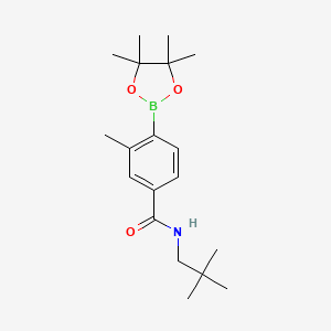 molecular formula C19H30BNO3 B8198074 3-Methyl-N-neopentyl-4-(4,4,5,5-tetramethyl-1,3,2-dioxaborolan-2-yl)benzamide 