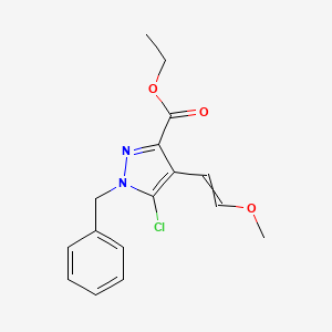molecular formula C16H17ClN2O3 B8198112 Ethyl 1-benzyl-5-chloro-4-(2-methoxyethenyl)pyrazole-3-carboxylate 