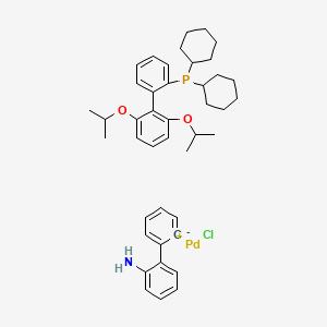 molecular formula C42H53ClNO2PPd B8198126 Chloro(2-dicyclohexylphosphino-2',6'-diisopropoxy-1,1'-biphenyl)[2-(2'-amino-1,1'-biphenyl)]palladium(II) 