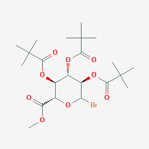 molecular formula C22H35BrO9 B8198162 (3R,4S,5S,6S)-2-bromo-6-(methoxycarbonyl)tetrahydro-2H-pyran-3,4,5-triyl tris(2,2-dimethylpropanoate) 