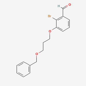 molecular formula C17H17BrO3 B8198179 3-(3-Benzyloxy-propoxy)-2-bromo-benzaldehyde 