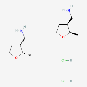 molecular formula C12H28Cl2N2O2 B8198216 [(2R,3S)-2-methyloxolan-3-yl]methanamine;[(2S,3R)-2-methyloxolan-3-yl]methanamine;dihydrochloride 
