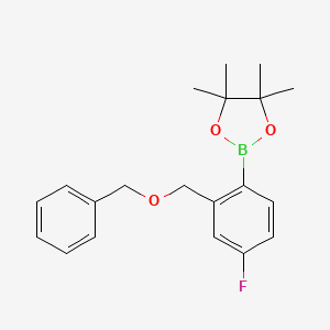 molecular formula C20H24BFO3 B8198224 2-[2-(Benzyloxymethyl)-4-fluoro-phenyl]-4,4,5,5-tetramethyl-1,3,2-dioxaborolane 