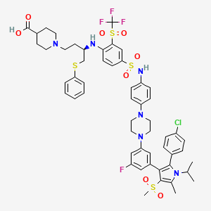 molecular formula C54H59ClF4N6O8S4 B8198347 1-[(3R)-3-[4-[[4-[4-[3-[2-(4-chlorophenyl)-5-methyl-4-methylsulfonyl-1-propan-2-ylpyrrol-3-yl]-5-fluorophenyl]piperazin-1-yl]phenyl]sulfamoyl]-2-(trifluoromethylsulfonyl)anilino]-4-phenylsulfanylbutyl]piperidine-4-carboxylic acid 