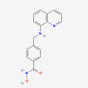 molecular formula C17H15N3O2 B8198348 N-hydroxy-4-((quinolin-8-ylamino)methyl)benzamide 