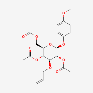 molecular formula C22H28O10 B8198373 [(2R,3R,4S,5R,6S)-3,5-diacetyloxy-6-(4-methoxyphenoxy)-4-prop-2-enoxyoxan-2-yl]methyl acetate 