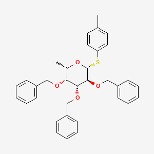 molecular formula C34H36O4S B8198385 p-Methylphenyl 2,3,4-Tri-O-benzyl-1-thio-beta-L-fucopyranoside CAS No. 211801-54-6