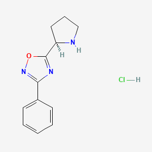 molecular formula C12H14ClN3O B8198457 3-phenyl-5-[(2R)-pyrrolidin-2-yl]-1,2,4-oxadiazole;hydrochloride 