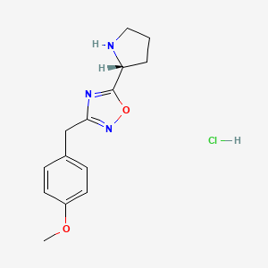molecular formula C14H18ClN3O2 B8198460 3-[(4-methoxyphenyl)methyl]-5-[(2R)-pyrrolidin-2-yl]-1,2,4-oxadiazole;hydrochloride 