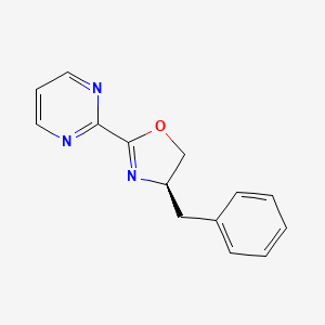 molecular formula C14H13N3O B8198482 (R)-4-Benzyl-2-(pyrimidin-2-yl)-4,5-dihydrooxazole 