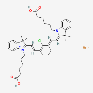 molecular formula C42H52BrClN2O4 B8198501 6-[(2Z)-2-[(2E)-2-[3-[(E)-2-[1-(5-carboxypentyl)-3,3-dimethylindol-1-ium-2-yl]ethenyl]-2-chlorocyclohex-2-en-1-ylidene]ethylidene]-3,3-dimethylindol-1-yl]hexanoic acid;bromide 