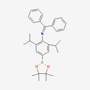 molecular formula C31H38BNO2 B8198537 N-(Diphenylmethylene)-2,6-diisopropyl-4-(4,4,5,5-tetramethyl-1,3,2-dioxaborolan-2-yl)aniline 