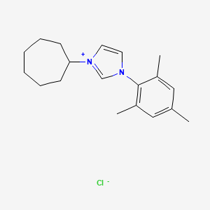 molecular formula C19H27ClN2 B8198552 1-Cycloheptyl-3-mesityl-1H-imidazol-3-ium chloride 