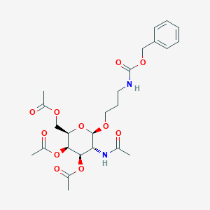 molecular formula C25H34N2O11 B8198586 (2R,3R,4R,5R,6R)-5-Acetamido-2-(acetoxymethyl)-6-(3-(((benzyloxy)carbonyl)amino)propoxy)tetrahydro-2H-pyran-3,4-diyl diacetate 