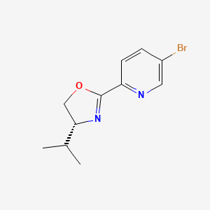 molecular formula C11H13BrN2O B8198592 (R)-2-(5-Bromopyridin-2-yl)-4-isopropyl-4,5-dihydrooxazole 