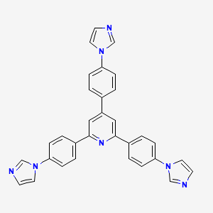 molecular formula C32H23N7 B8198622 2,4,6-Tris(4-(1H-imidazol-1-yl)phenyl)pyridine 