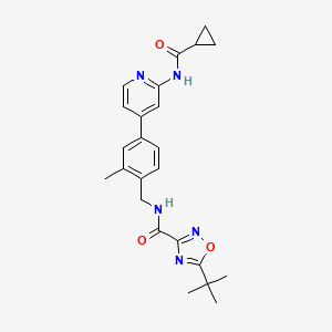molecular formula C24H27N5O3 B8198630 5-(tert-Butyl)-N-(4-(2-(cyclopropanecarboxamido)pyridin-4-yl)-2-methylbenzyl)-1,2,4-oxadiazole-3-carboxamide 